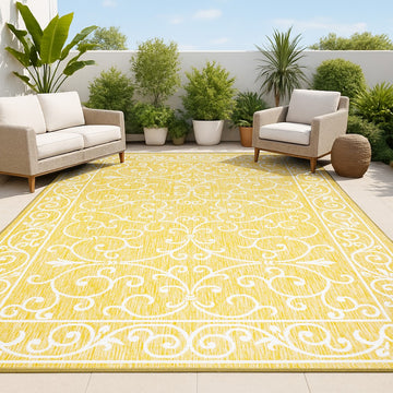 Charleston Vintage Filigree Textured Weave Indoor/outdoor Area Rug